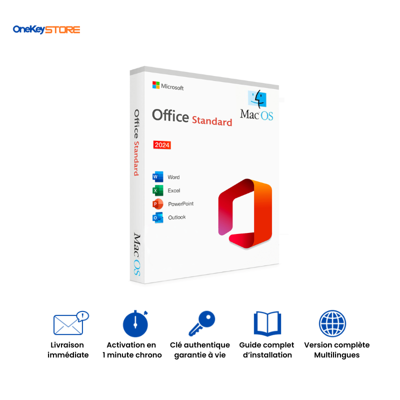 Clé Microsoft Office 2024 Standard - Mac - Accès à vie One Key Store